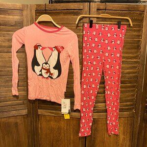 Kickee Pants Kids Long Sleeve Pajama Set Rose Penguins